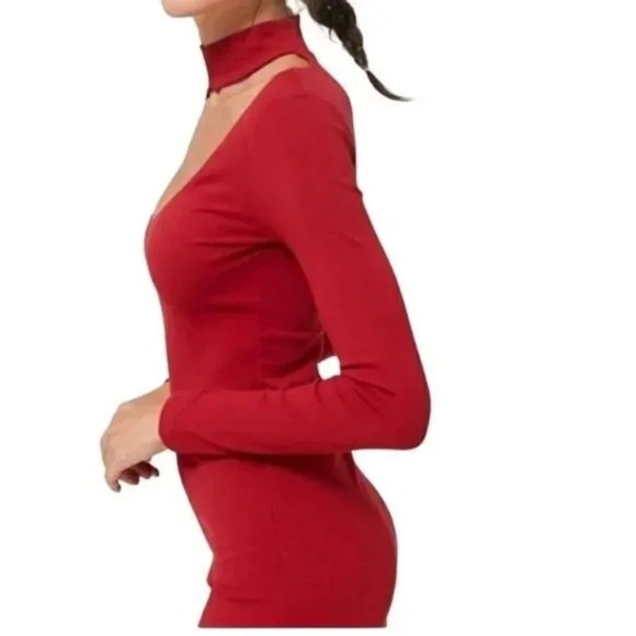 Urban Outfitters Red Cut Out Ribbed Bodycon Dress - Picture 3 of 4